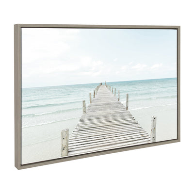 Sylvie Wooden Pier on Beach Framed Canvas by Amy Peterson Art Studio by kateandlaurel - product image 2 for Resin Society