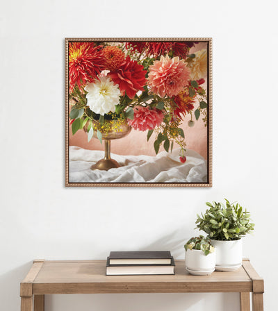 Sylvie Beaded Floral Study Rust Framed Canvas by Emiko and Mark Franzen of F2Images