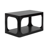 Black rectangular Dahl Floating Side Table with smooth rounded corners and an open hollow base design.