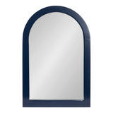 Rectangular mirror with a navy blue rounded arch frame, smooth finish, and simple modern design.