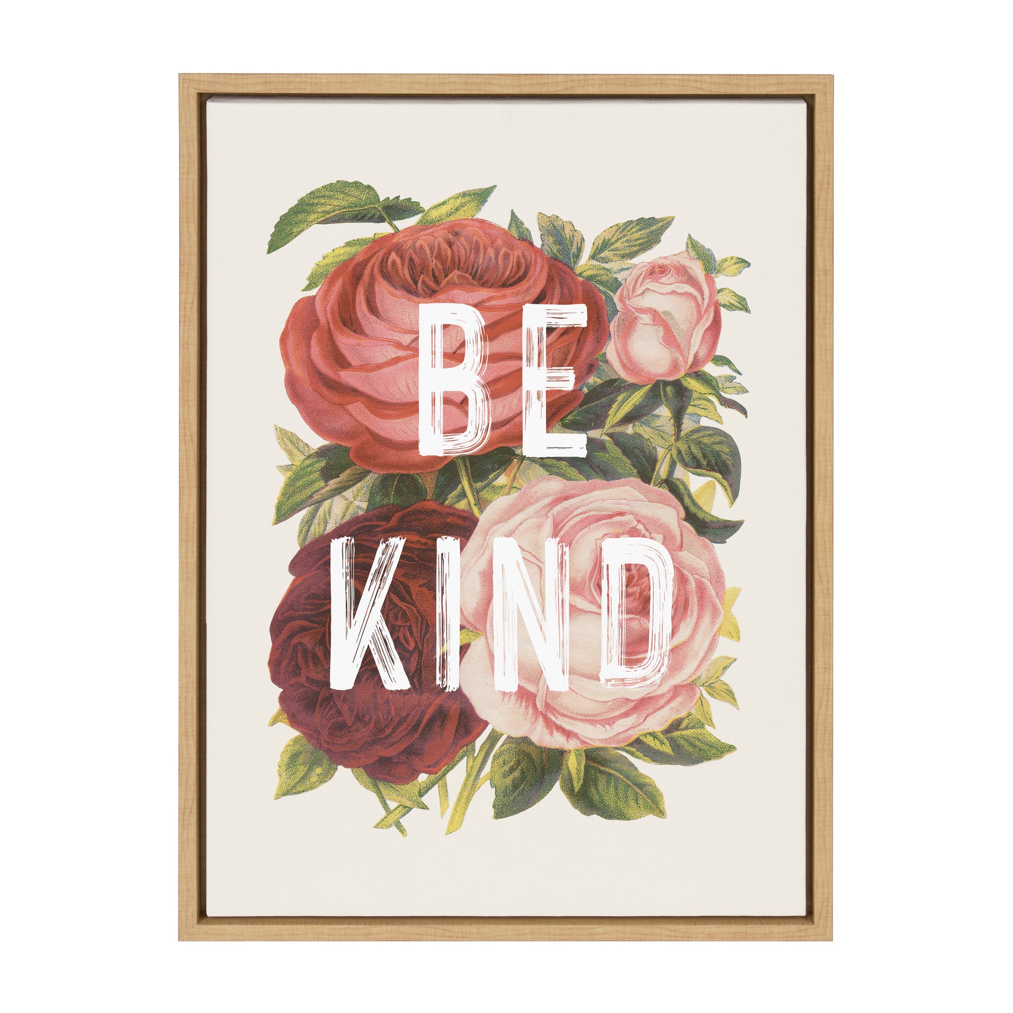 Sylvie Vintage Flowers Be Kind Framed Canvas by The Creative Bunch by kateandlaurel - product image 9 for Resin Society