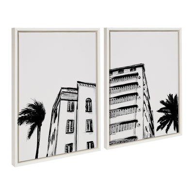Sylvie Miami Beach Architecture Retro Art Deco Framed Canvas Art Set