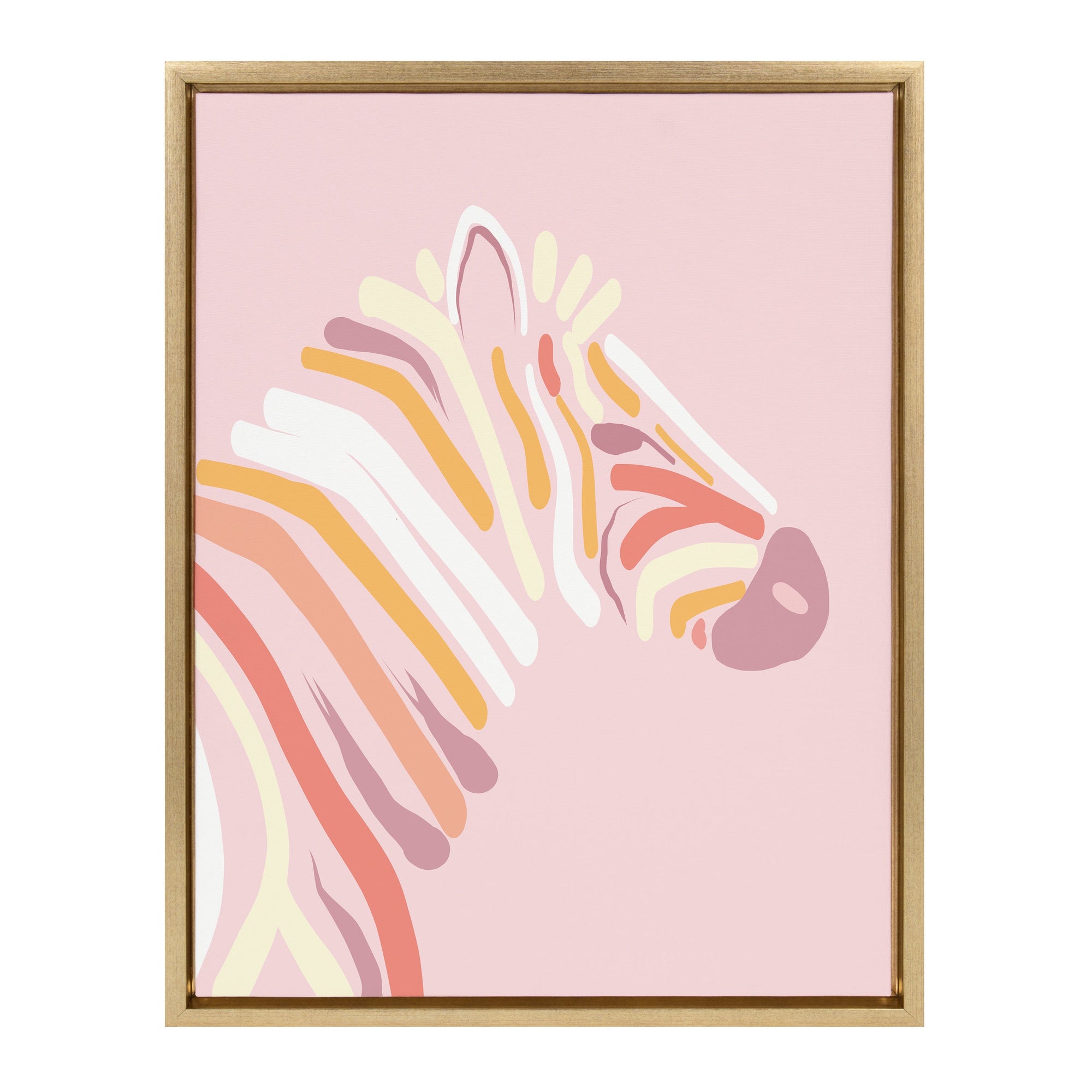 Sylvie Pink Zebra Framed Canvas by kateandlaurel - main product image for Resin Society