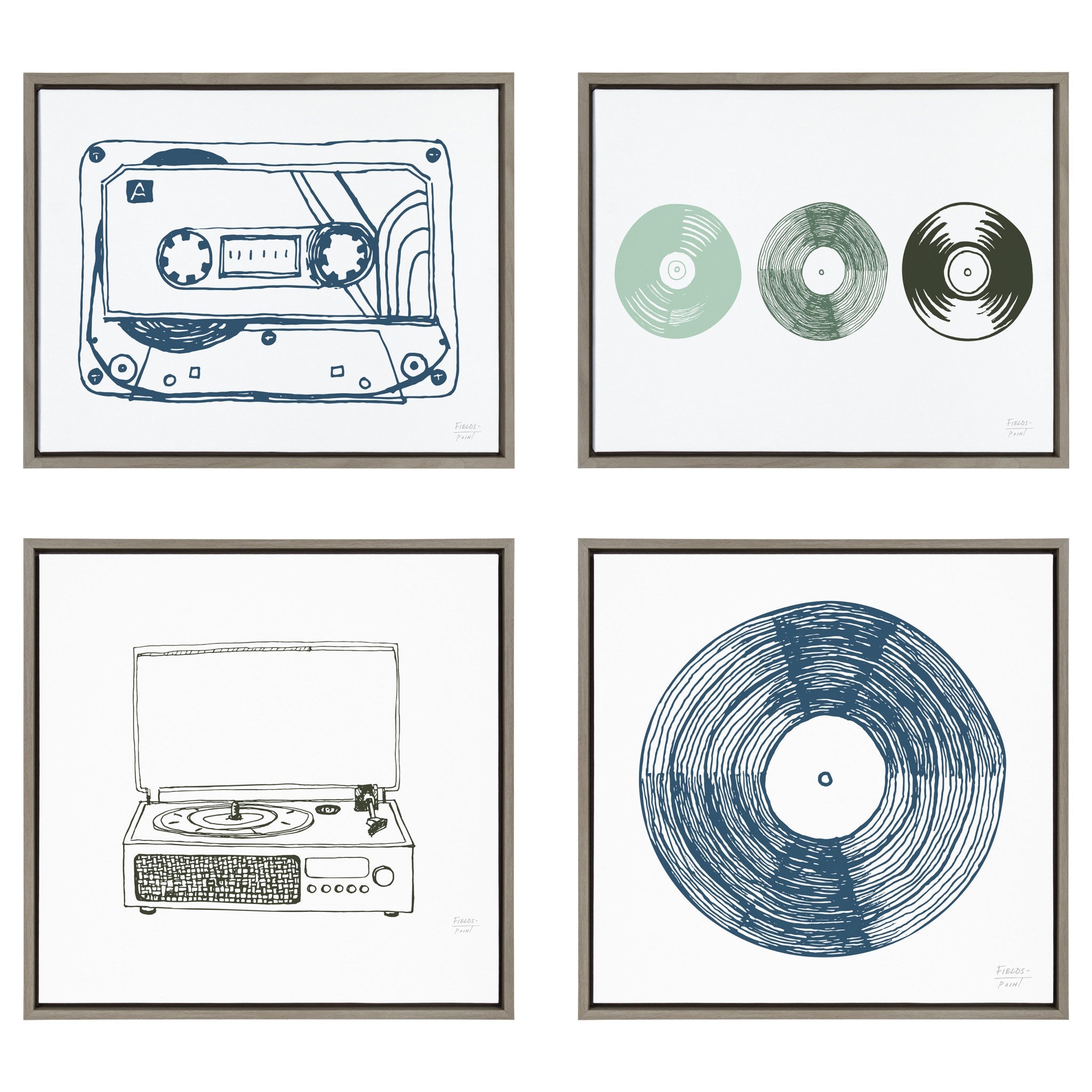 Sylvie Record Blue Framed Canvas by kateandlaurel - product image 6 for Resin Society