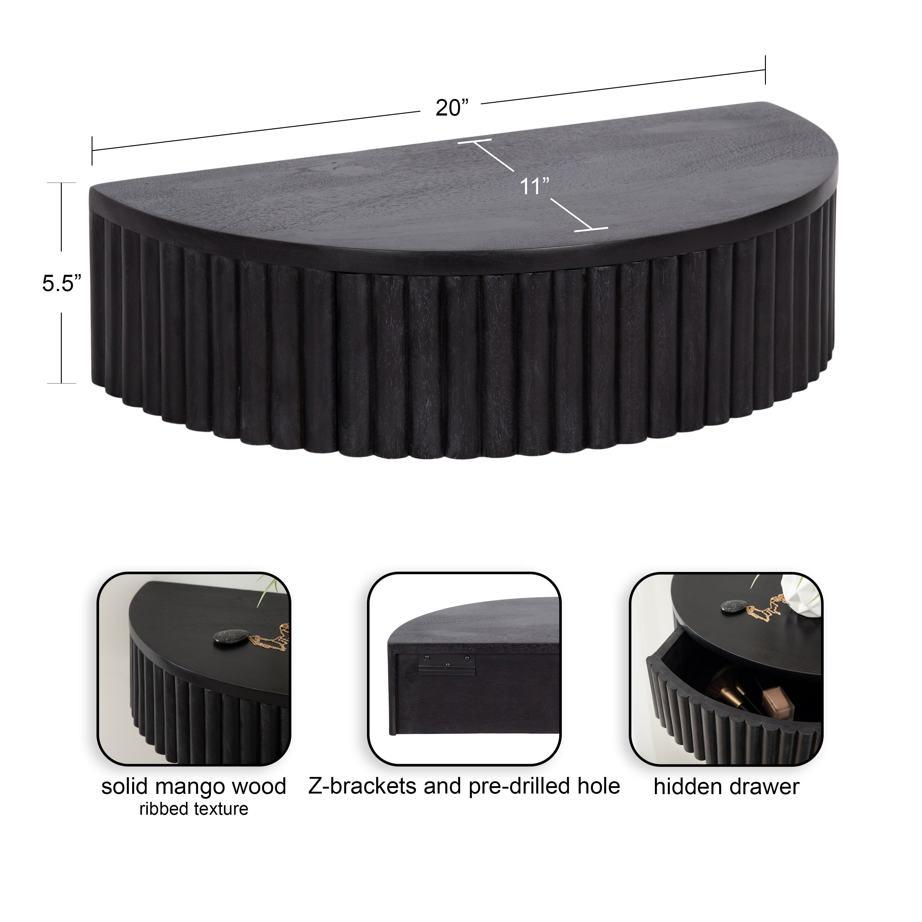 Reid Ribbed Floating Side Table