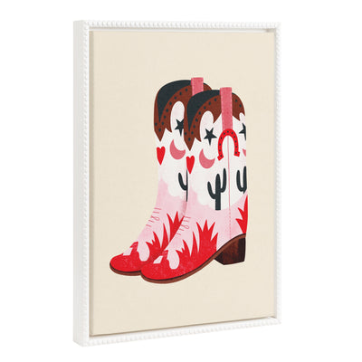 Sylvie Cowgirl Boots Framed Canvas by Tània García