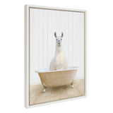 Sylvie Llama Farmhouse Bath Framed Canvas by kateandlaurel - main product image for Resin Society