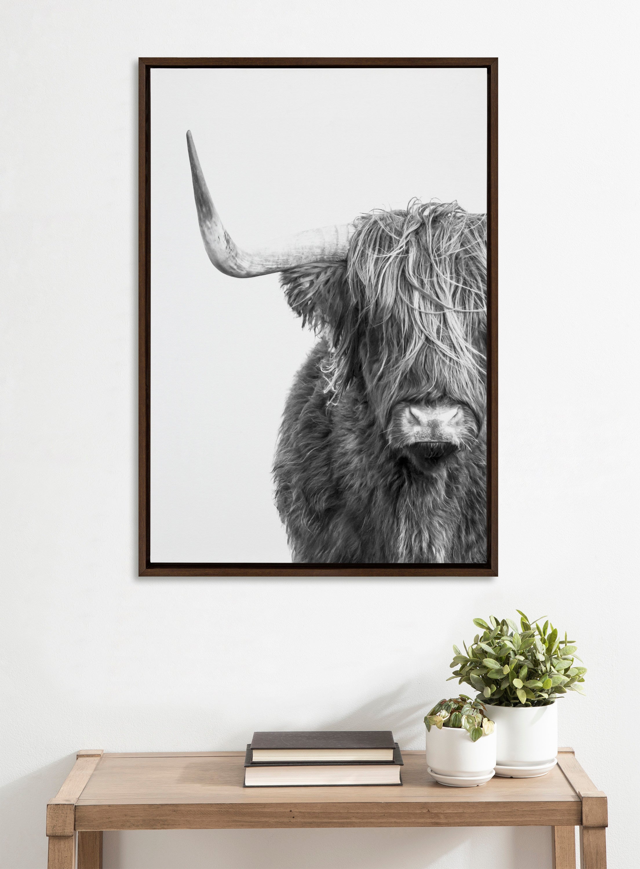 Sylvie B&W Highland Cow No. 1 Framed Canvas by Amy Peterson Art Studio