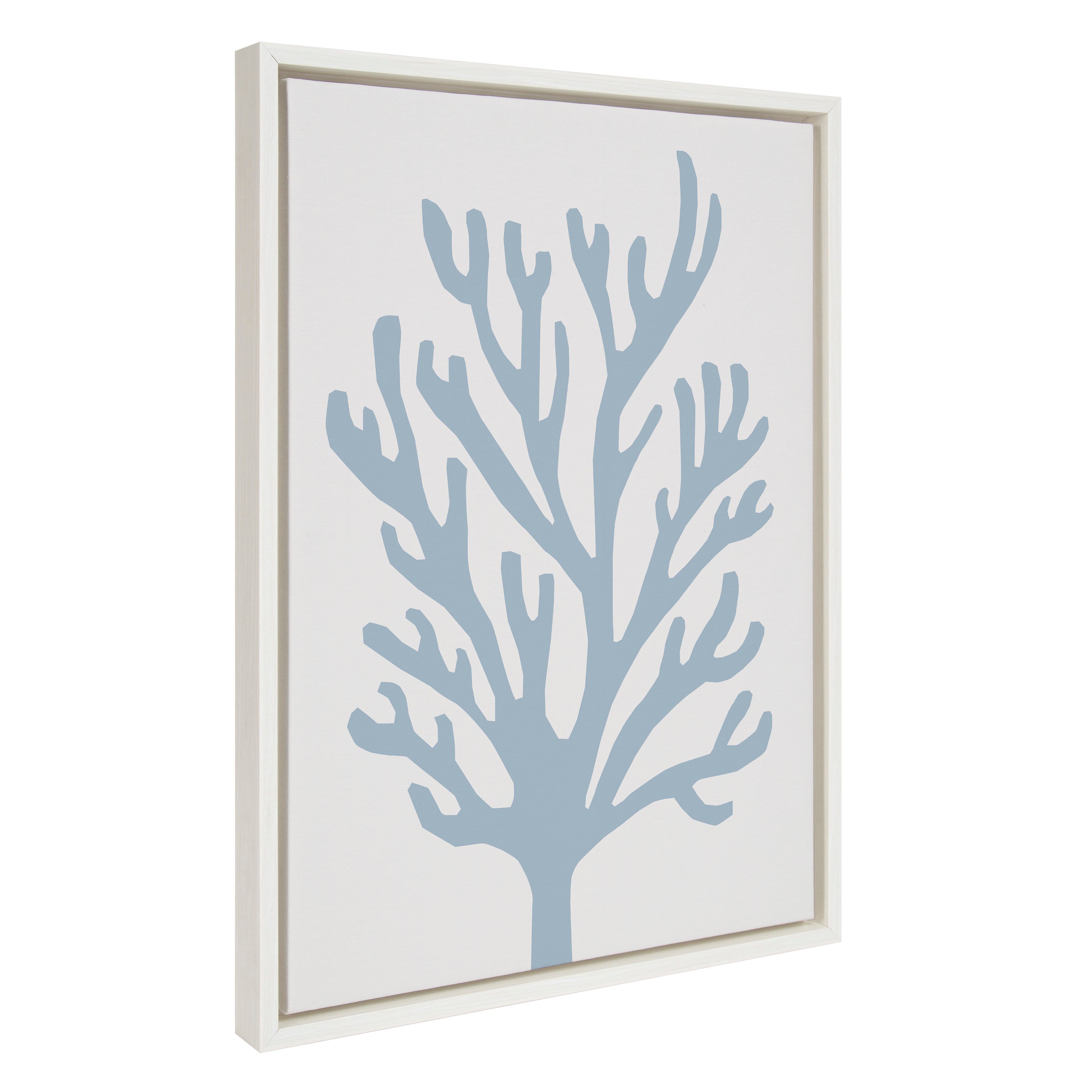 Sylvie Abstract Coral Ocean Blue Framed Canvas by kateandlaurel - product image 7 for Resin Society