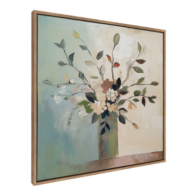Sylvie Traditional Boho Floral Botanical II framed canvas with floral design and polystyrene frame