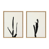 Sylvie Black and White Vintage Film Grain Cactus 1 and 2 Framed Canvas by kateandlaurel - main product image for Resin Society