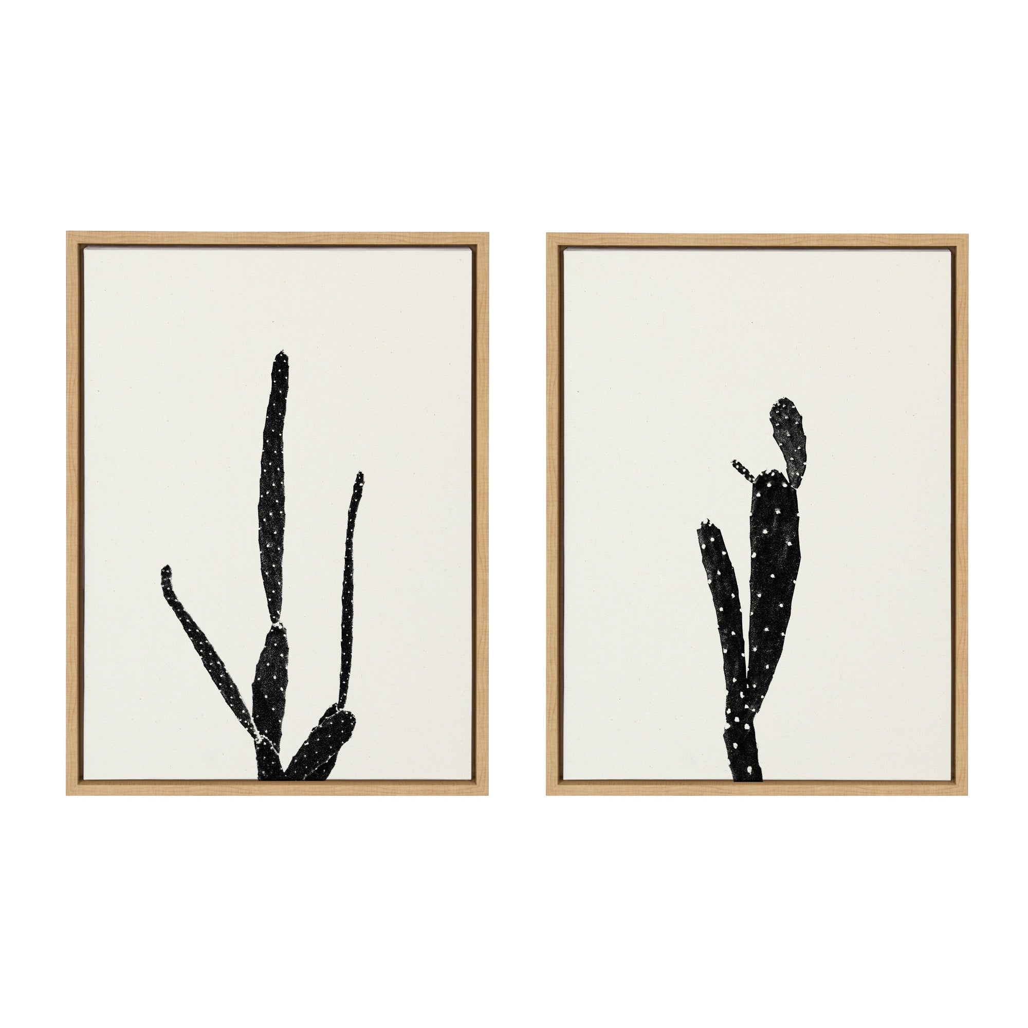 Sylvie Black and White Vintage Film Grain Cactus 1 and 2 Framed Canvas by kateandlaurel - product image 7 for Resin Society