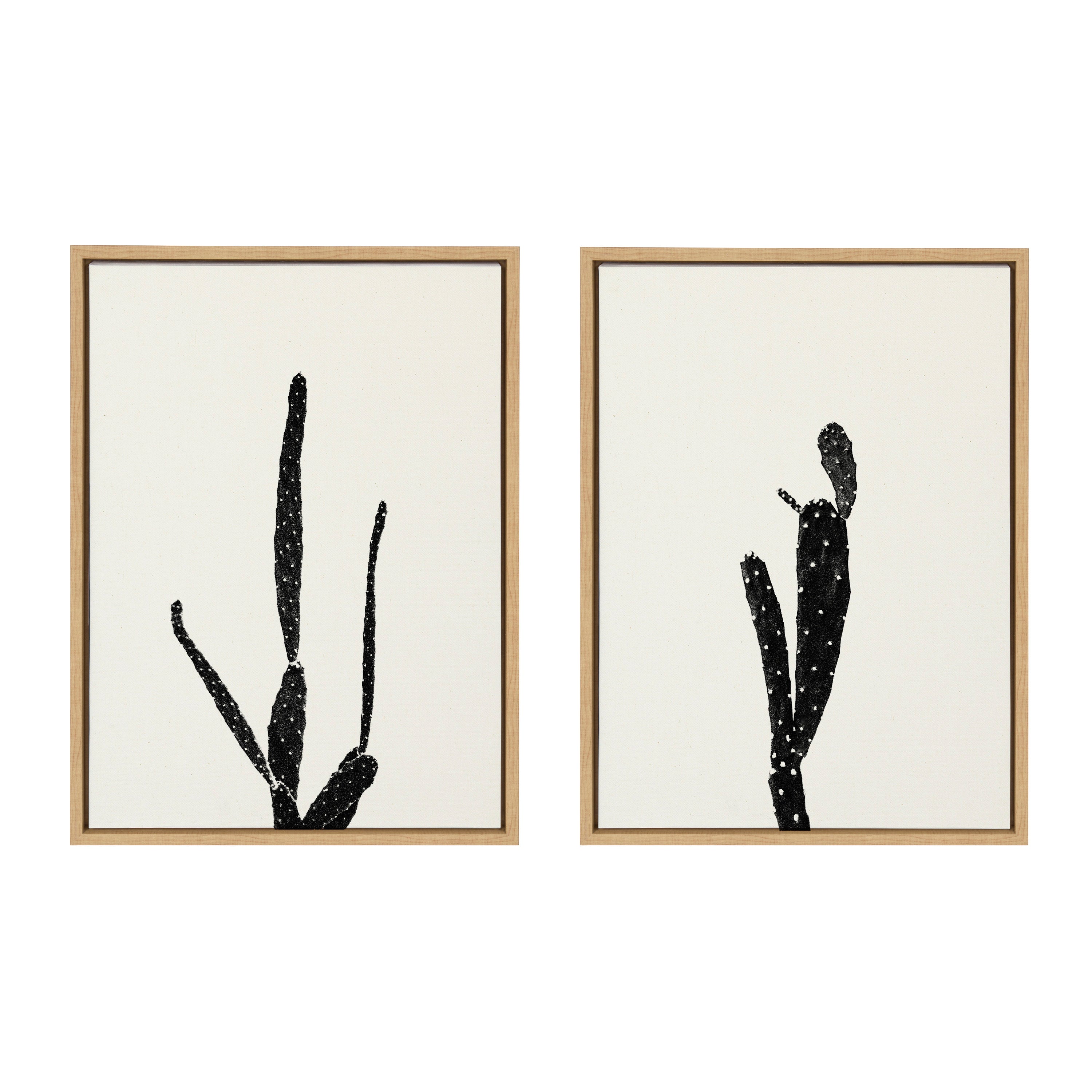 Sylvie Black and White Vintage Film Grain Cactus 1 and 2 Framed Canvas by kateandlaurel - product image 7 for Resin Society