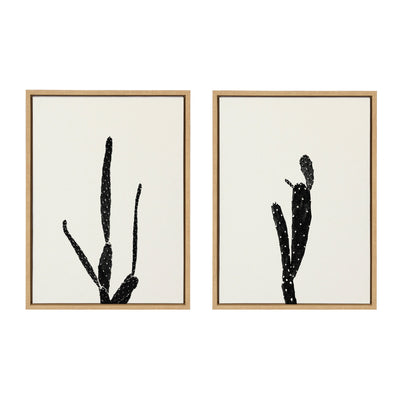 Sylvie Black and White Vintage Film Grain Cactus 1 and 2 Framed Canvas by kateandlaurel - product image 7 for Resin Society