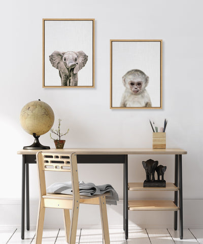 Sylvie Monkey Color Framed Canvas by kateandlaurel - product image 5 for Resin Society