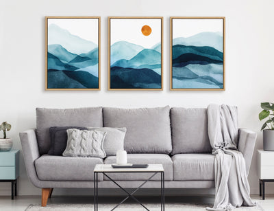 Sylvie Blue Mountain Range Framed Canvas Set by kateandlaurel - product image 16 for Resin Society