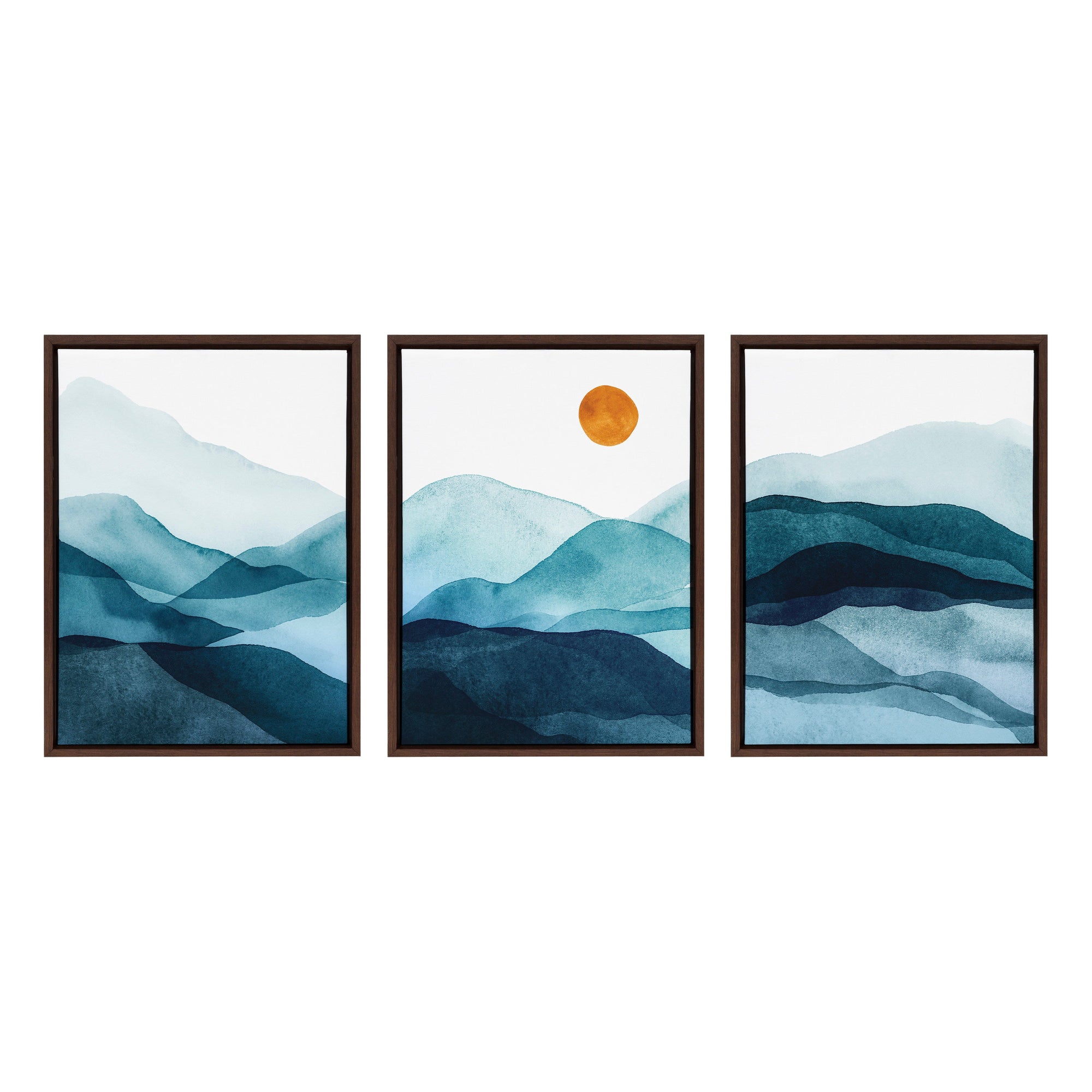 Sylvie Blue Mountain Range Framed Canvas Set by kateandlaurel - main product image for Resin Society