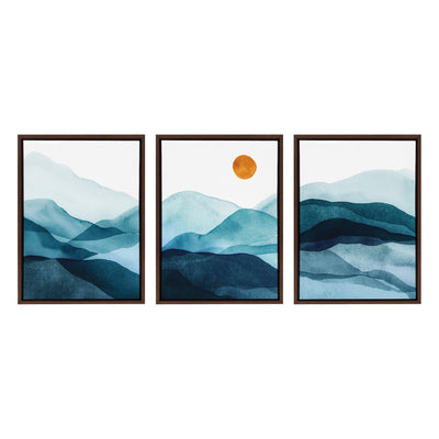 Sylvie Blue Mountain Range Framed Canvas Set by kateandlaurel - main product image for Resin Society