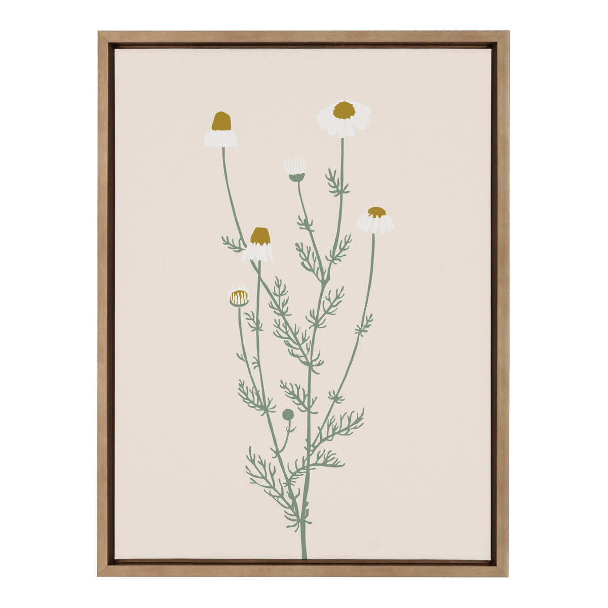 Sylvie Delicate Illustrated White Wildflowers Framed Canvas by kateandlaurel - product image 2 for Resin Society