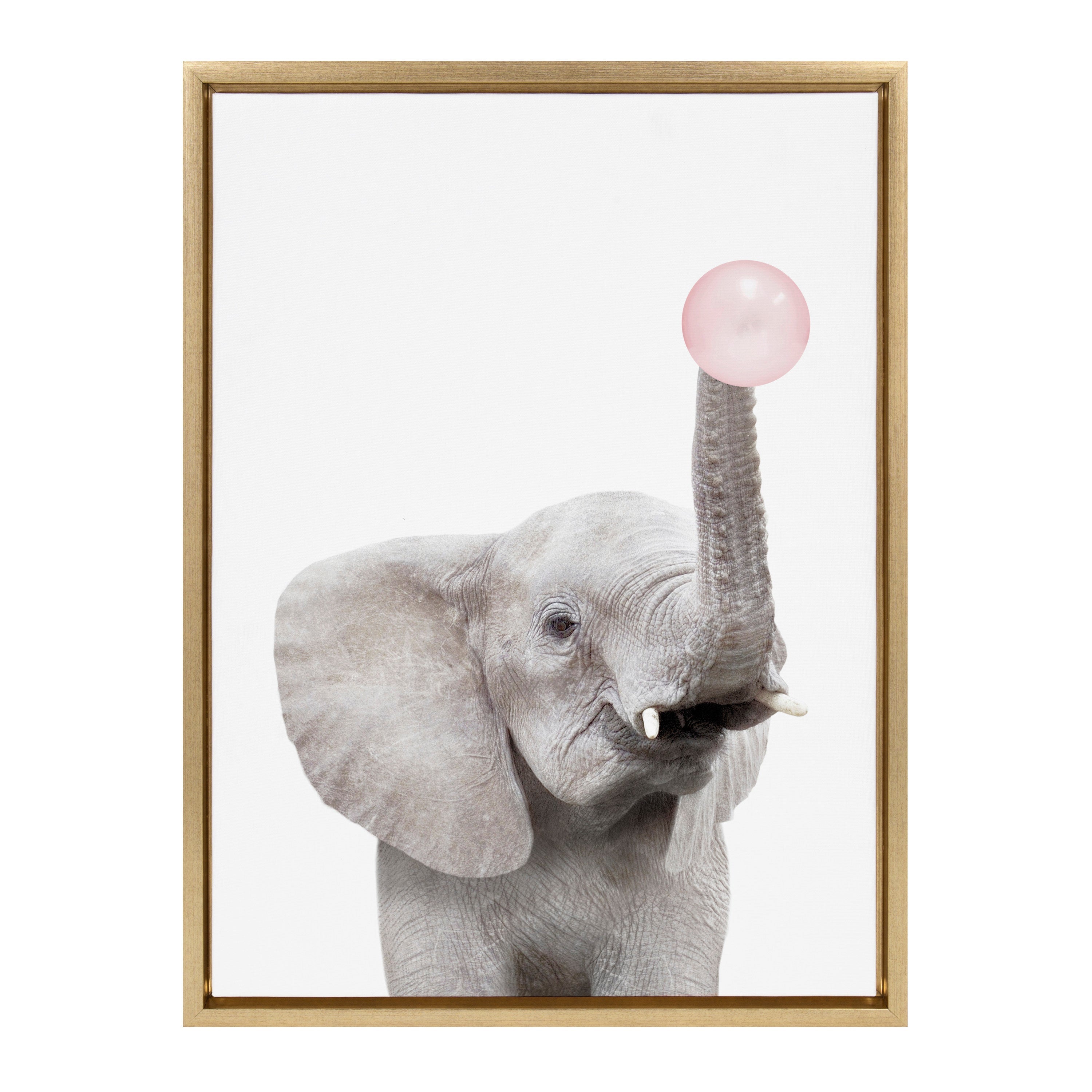 Sylvie Bubble Gum Elephant Framed Canvas by Amy Peterson Art Studio by kateandlaurel - product image 17 for Resin Society