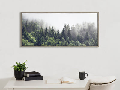 Sylvie Lush Green Forest On A Foggy Day Framed Canvas