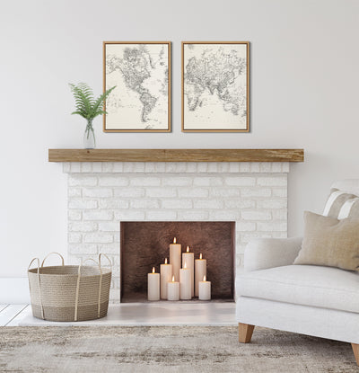Sylvie Vintage Black and White World Map Framed Canvas Set by kateandlaurel - product image 9 for Resin Society