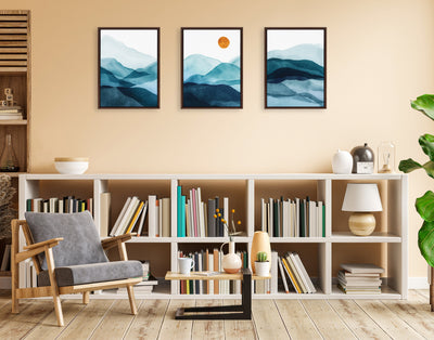 Sylvie Blue Mountain Range Framed Canvas Set by kateandlaurel - product image 5 for Resin Society