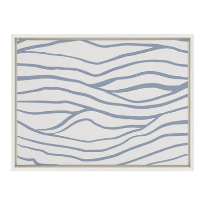 Sylvie Simple Elegant Coastal Waves Framed Canvas by The Creative Bunch Studio