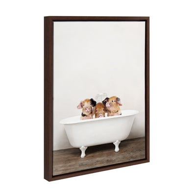 Sylvie Three Little Pigs In Vintage Bathtub Framed Canvas by kateandlaurel - product image 12 for Resin Society