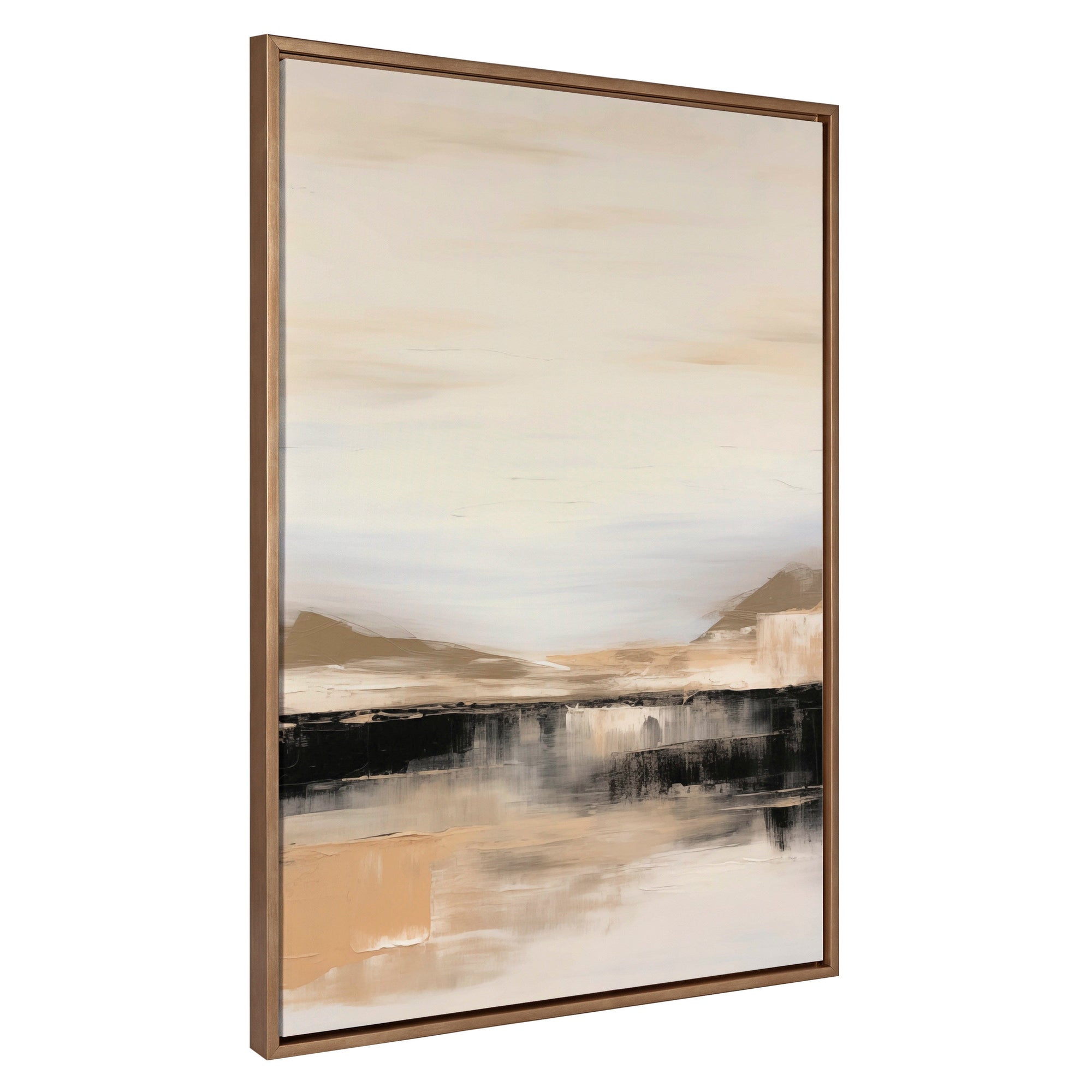 Sylvie Peaceful Landscape II abstract framed canvas artwork by Amy Lighthall in gold frame.