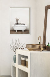 Sylvie Baby Zebra in Rustic Bath Framed Canvas by kateandlaurel - product image 4 for Resin Society