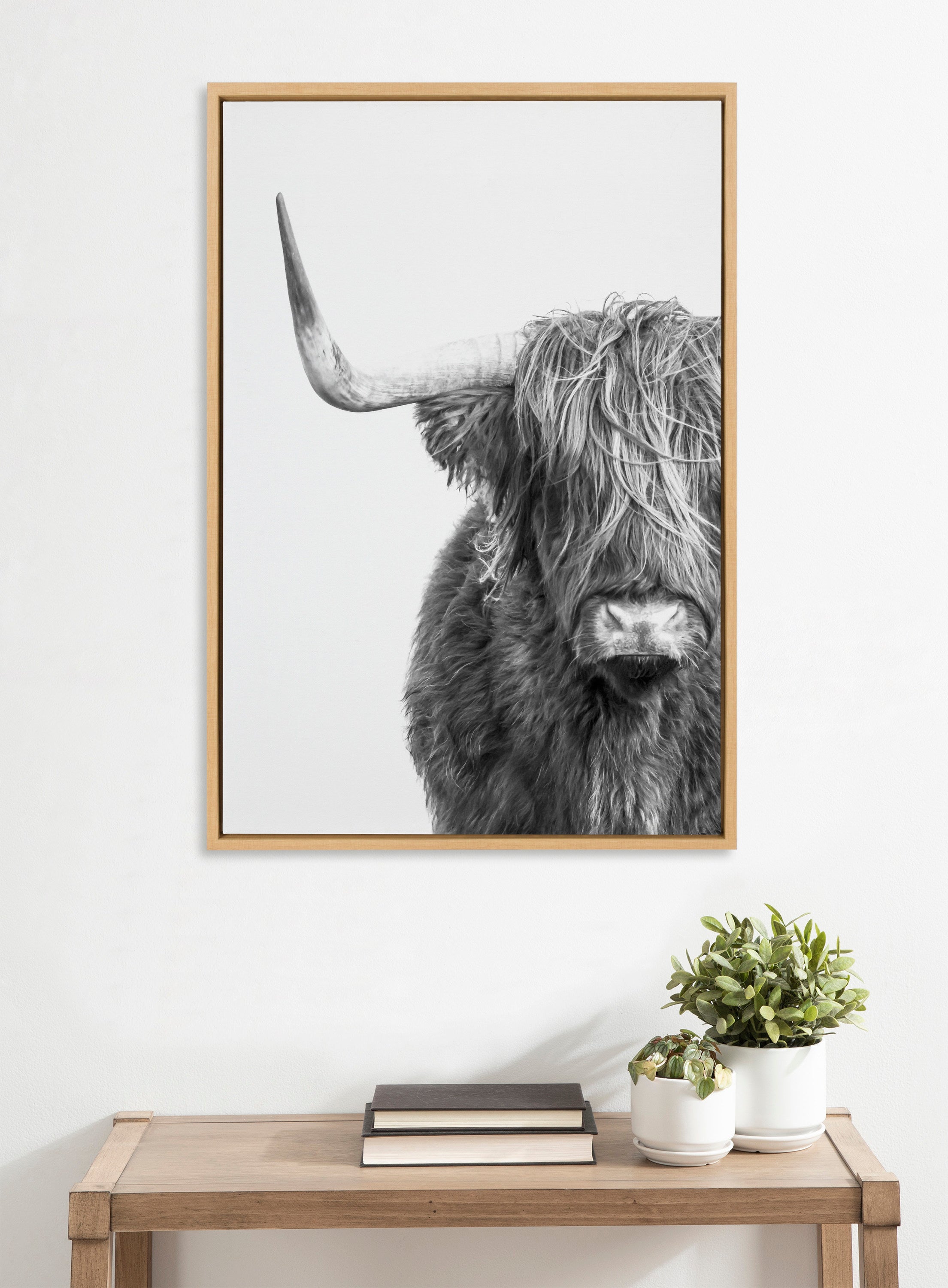 Sylvie B&W Highland Cow No. 1 Framed Canvas by Amy Peterson Art Studio