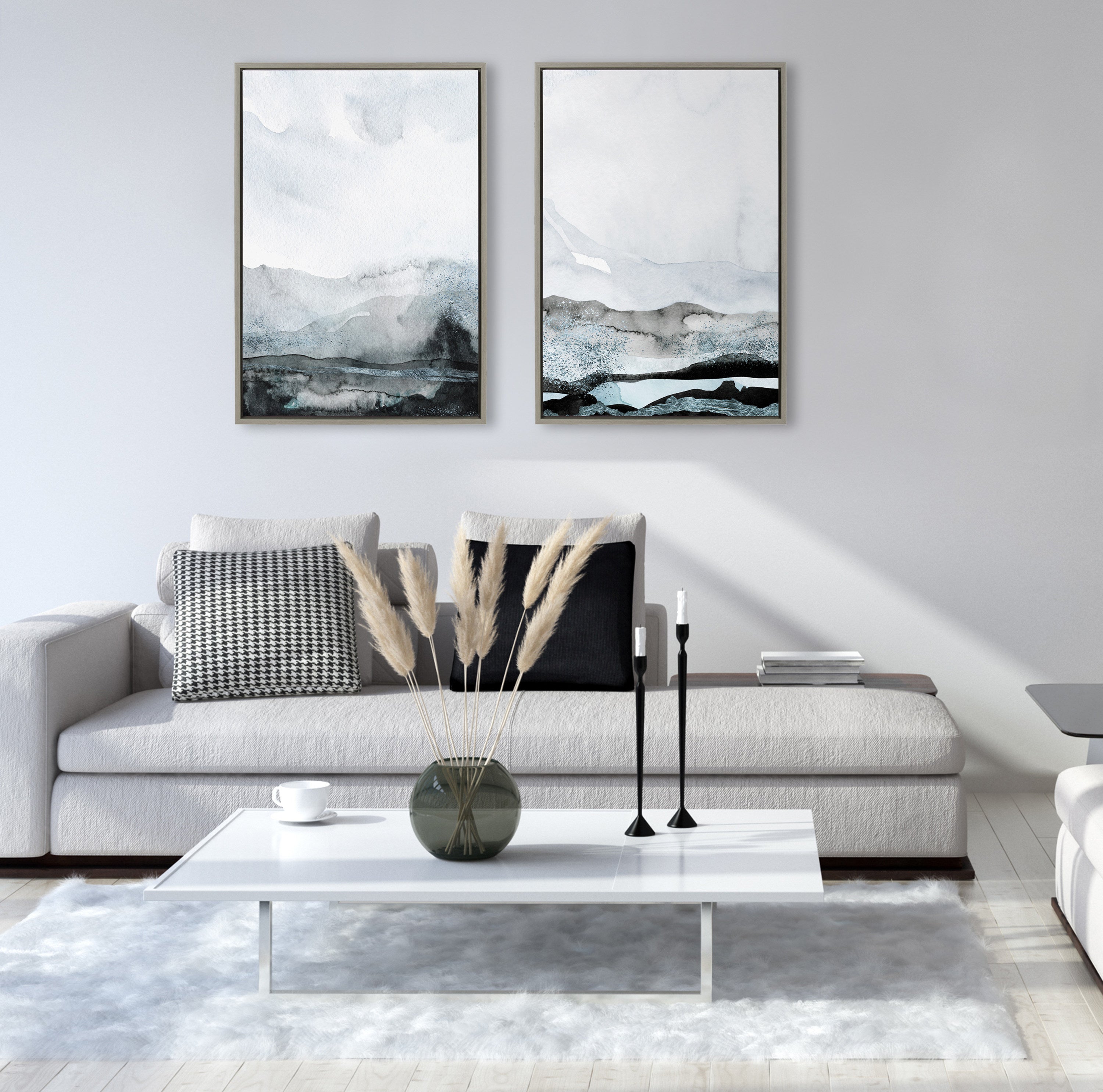 Sylvie Blue Layers Framed Canvas by kateandlaurel - product image 4 for Resin Society