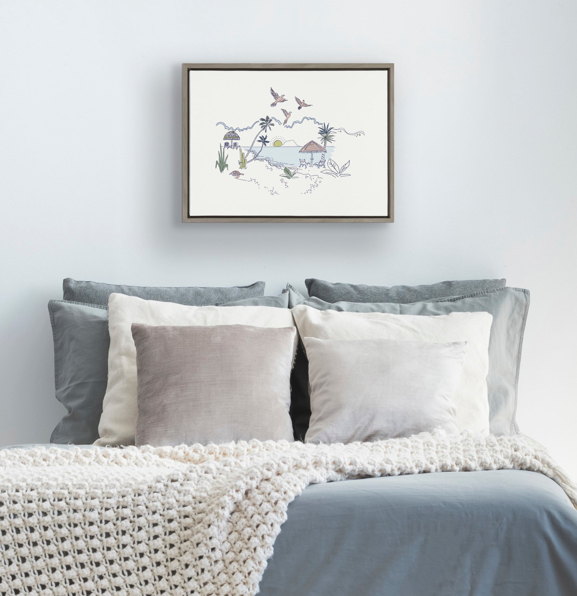 Sylvie Tropical Beach Scene Framed Canvas by The Creative Bunch Studio by kateandlaurel - product image 9 for Resin Society