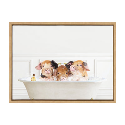 Sylvie Three Pigs In Bubble Bath Neutral Style Framed Canvas by kateandlaurel - product image 2 for Resin Society