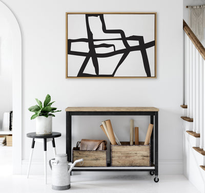 Sylvie Bold Sophisticated Abstract Black Stroke Framed Canvas by kateandlaurel - product image 16 for Resin Society