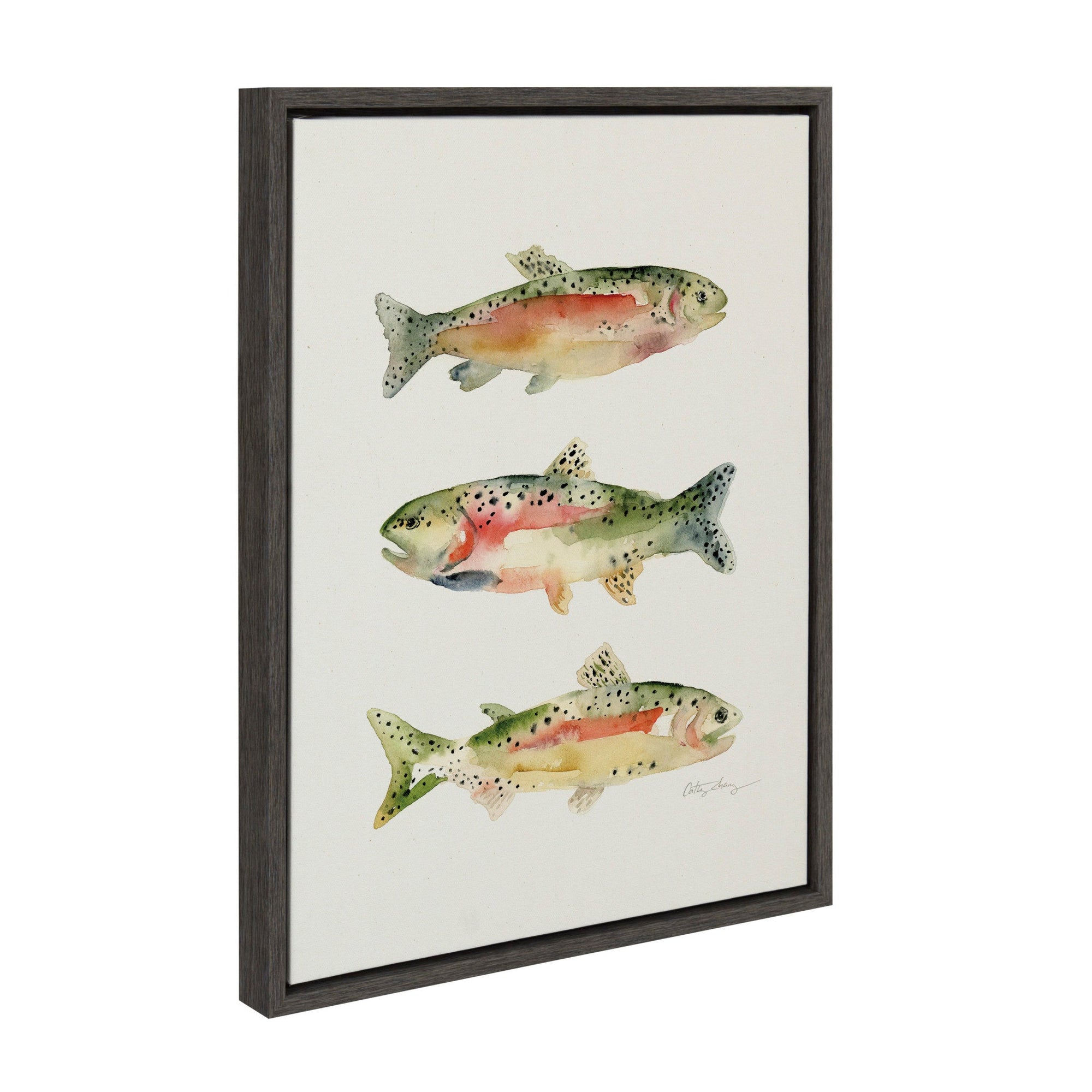 Sylvie Rainbow Trout Framed Canvas by Cathy Zhang by kateandlaurel - main product image for Resin Society