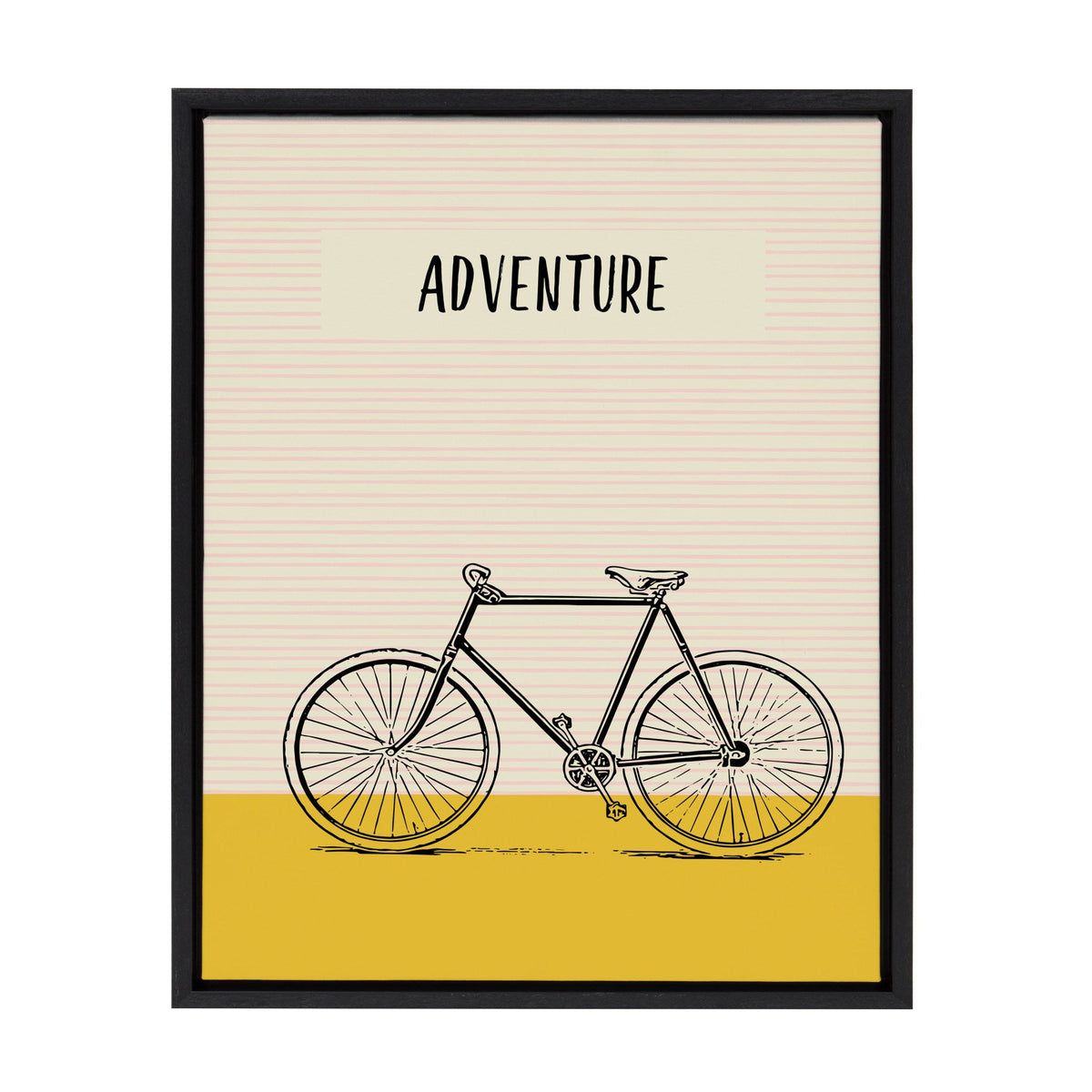 Sylvie Bike Yellow Adventure Framed Canvas by kateandlaurel - main product image for Resin Society