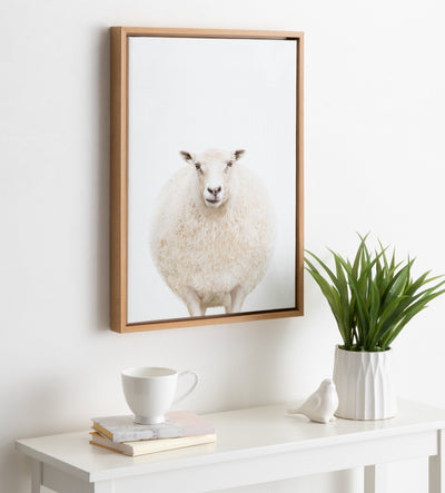 Sylvie Round Sheep Portrait Framed Canvas by Amy Peterson Art Studio