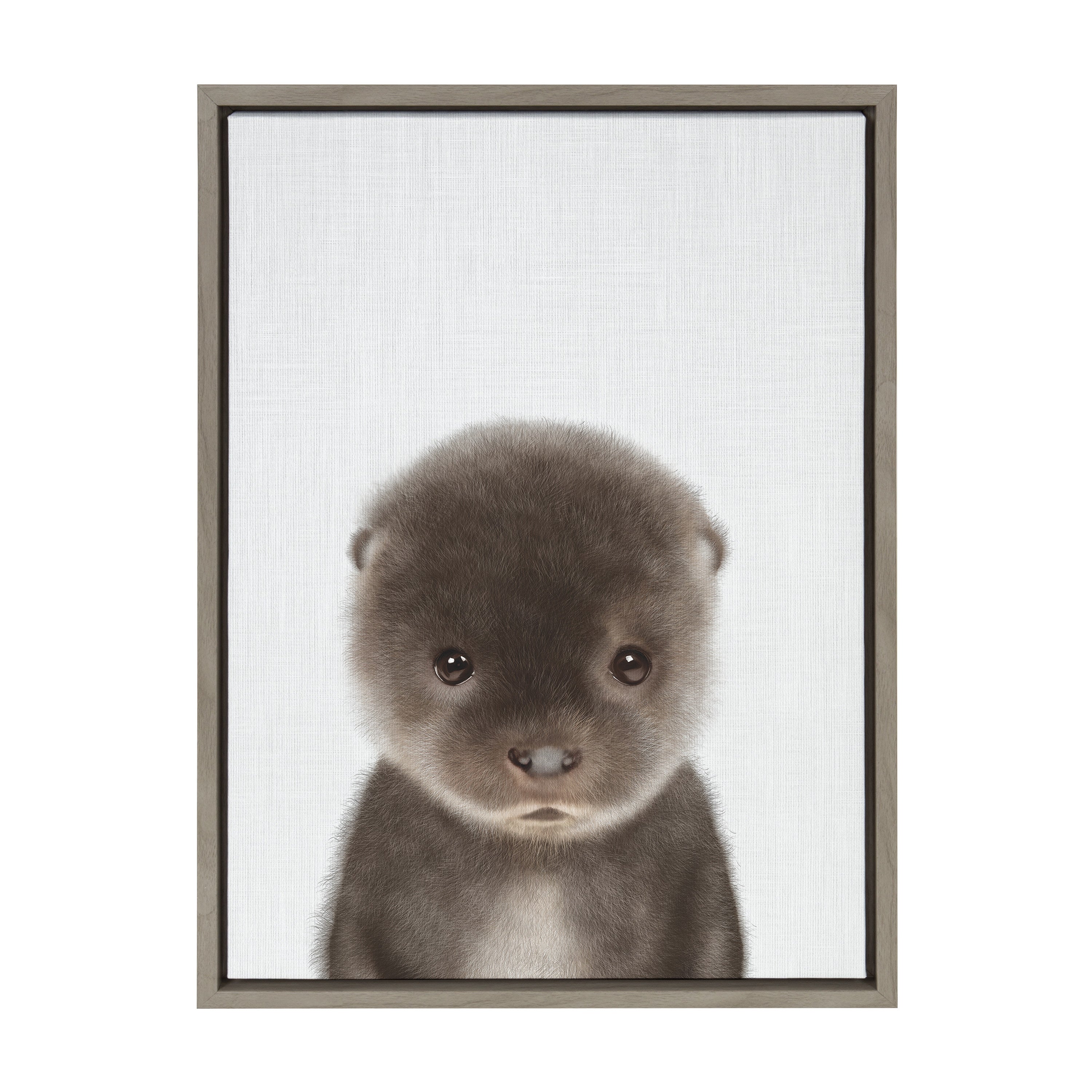Sylvie Baby Otter Color Illustration Framed Canvas by kateandlaurel - product image 2 for Resin Society
