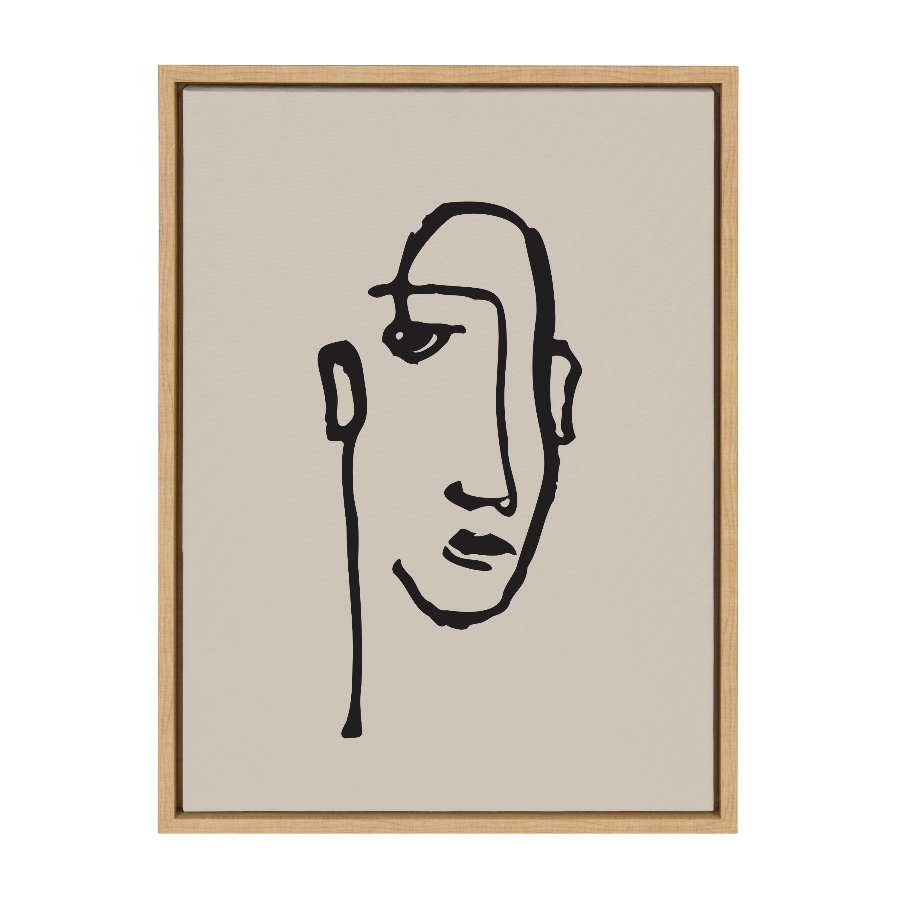 Sylvie Minimalist Neutral Line Art Drawing Face Framed Canvas by kateandlaurel - product image 9 for Resin Society