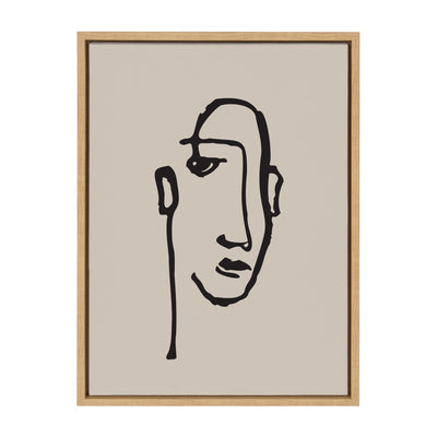 Sylvie Minimalist Neutral Line Art Drawing Face Framed Canvas by kateandlaurel - product image 9 for Resin Society