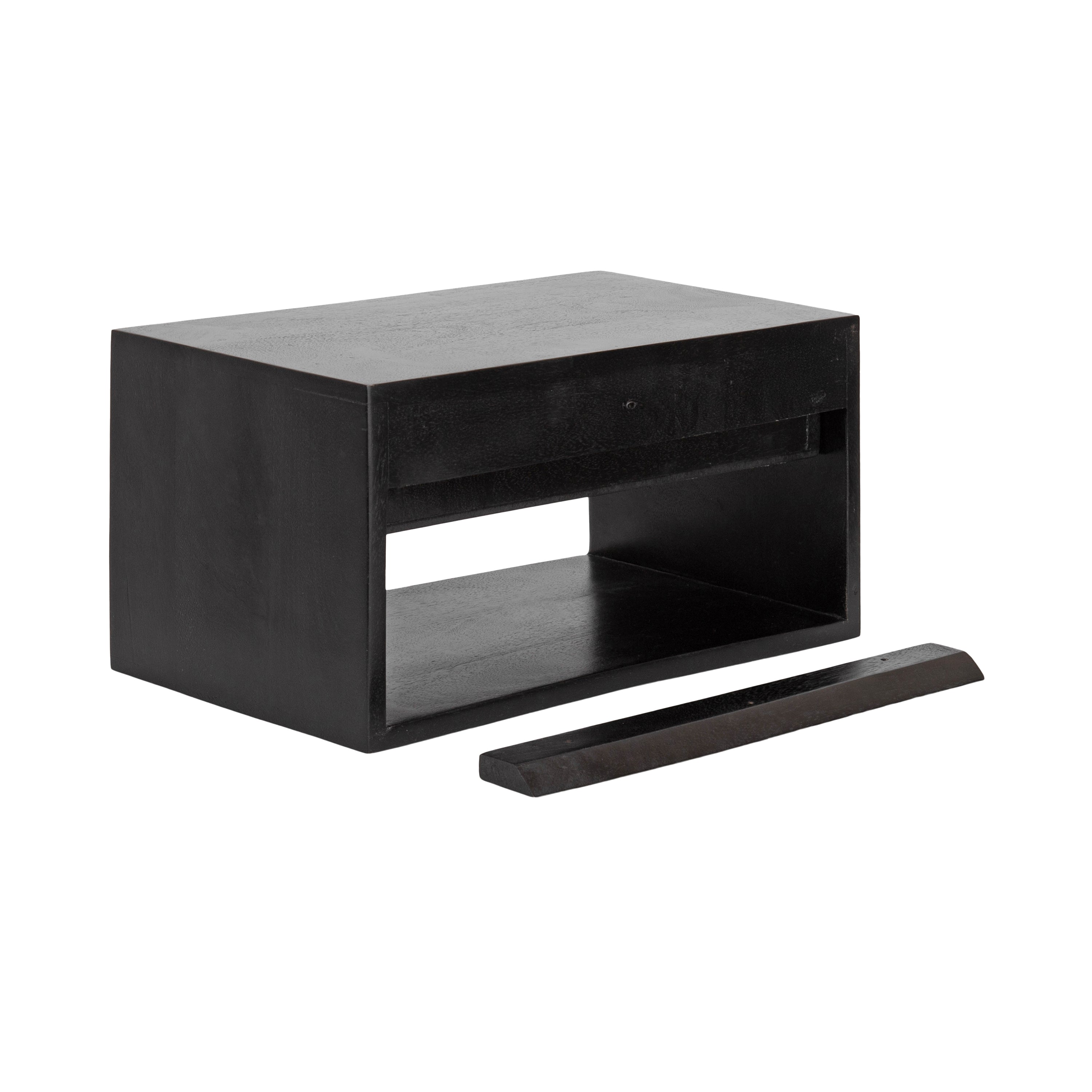Reid Floating Wood Side Table with Open Storage