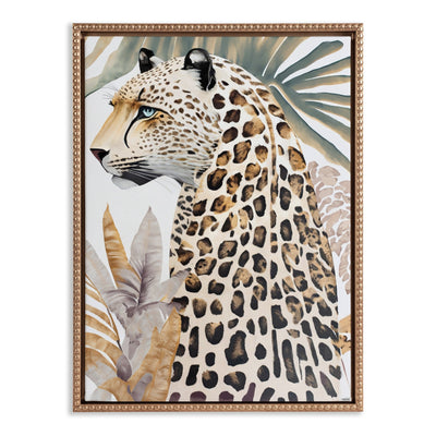 Sylvie Beaded Fern Cheetah Framed Canvas by Inkheart Designs