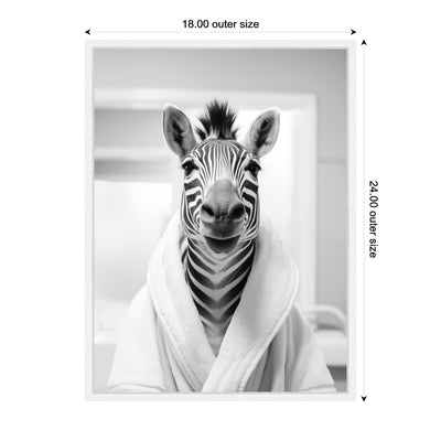 Sylvie Zebra Bathroom Art Towel Robe Black and White Framed Canvas by The Creative Bunch Studio