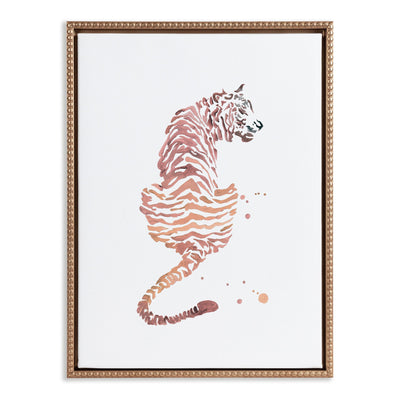 Sylvie Beaded Boho Tiger Framed Canvas by Viola Kreczmer