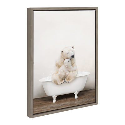 Sylvie Mother and Baby Polar Bear in Rustic Bath Framed Canvas by kateandlaurel - product image 13 for Resin Society