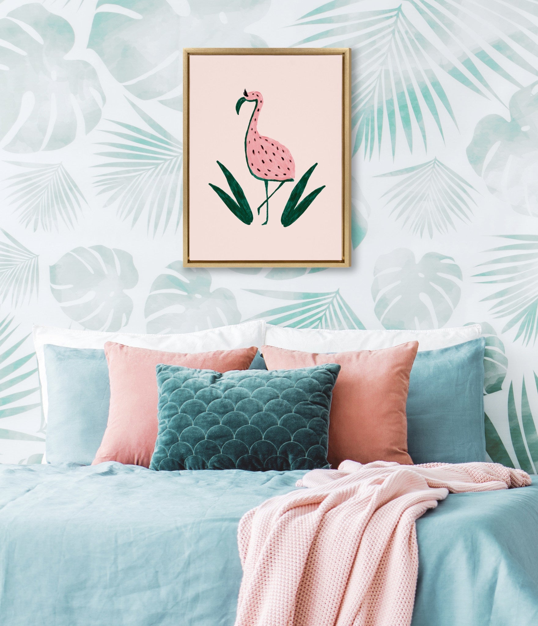 Sylvie Flamingo Watermelon Framed Canvas by kateandlaurel - product image 6 for Resin Society