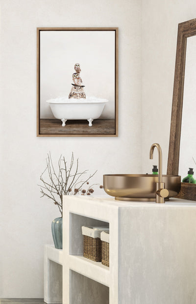 Sylvie Stacked Owls in Rustic Bath Framed Canvas by kateandlaurel - product image 10 for Resin Society