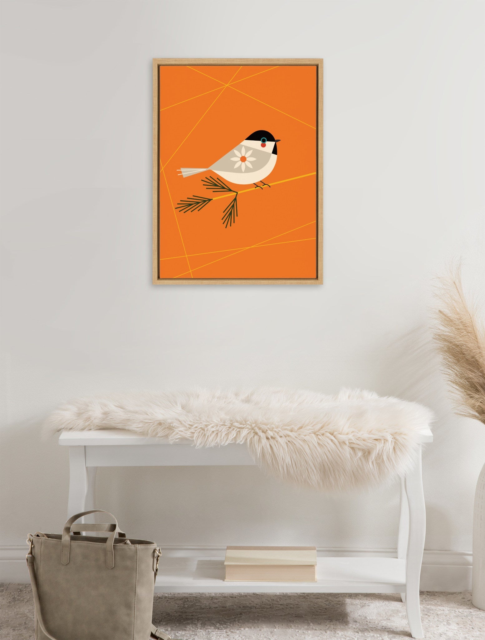 Sylvie Black-Capped Chickadee Framed Canvas by Amber Leaders Designs